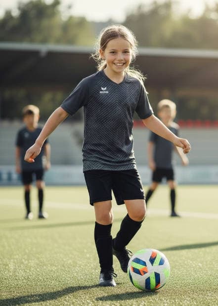 Mädchen beim Fußballtraining auf dem Vereinsplatz
